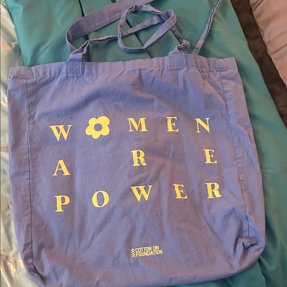 Cotton On Blue Tote with Yellow Print